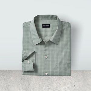 Club Monaco Standard Fit Shirt Cotton Long Sleeves Windowpane Size XS